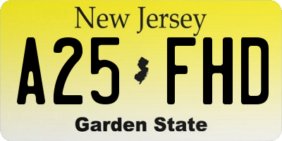 NJ license plate A25FHD