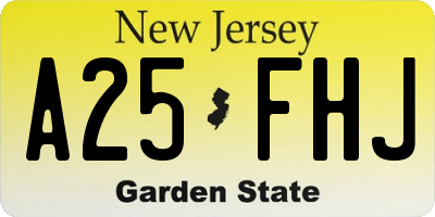 NJ license plate A25FHJ