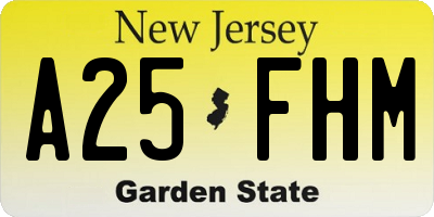 NJ license plate A25FHM