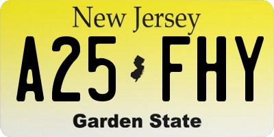 NJ license plate A25FHY