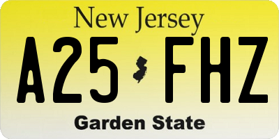 NJ license plate A25FHZ