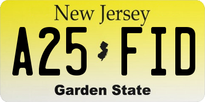 NJ license plate A25FID