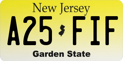 NJ license plate A25FIF