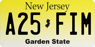 NJ license plate A25FIM