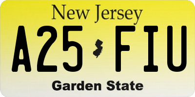 NJ license plate A25FIU