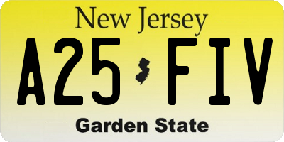 NJ license plate A25FIV
