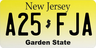 NJ license plate A25FJA
