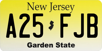 NJ license plate A25FJB