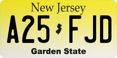 NJ license plate A25FJD