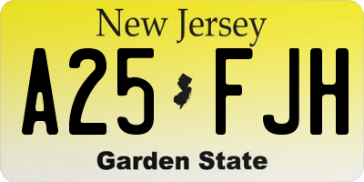 NJ license plate A25FJH