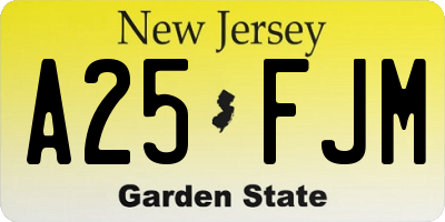 NJ license plate A25FJM