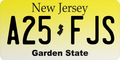 NJ license plate A25FJS