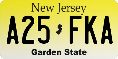 NJ license plate A25FKA