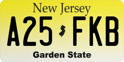 NJ license plate A25FKB