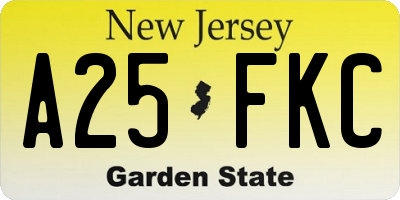 NJ license plate A25FKC
