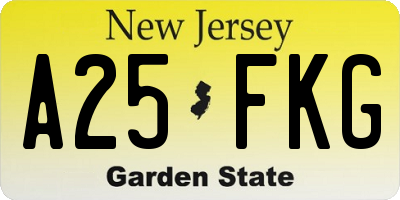 NJ license plate A25FKG