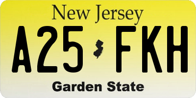NJ license plate A25FKH