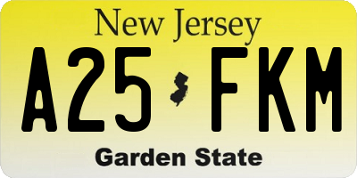 NJ license plate A25FKM