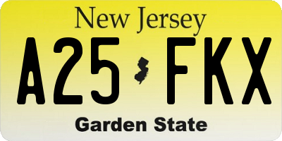 NJ license plate A25FKX