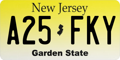 NJ license plate A25FKY