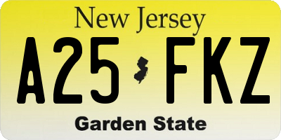 NJ license plate A25FKZ