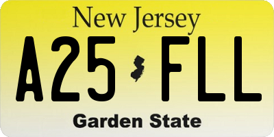 NJ license plate A25FLL