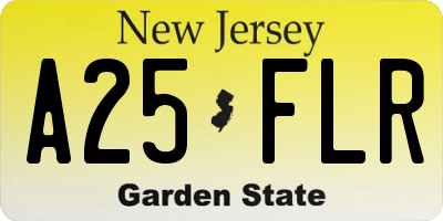 NJ license plate A25FLR