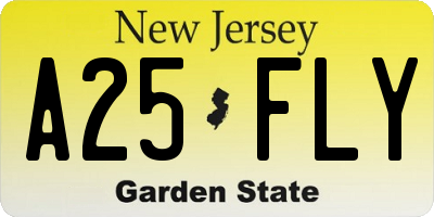 NJ license plate A25FLY