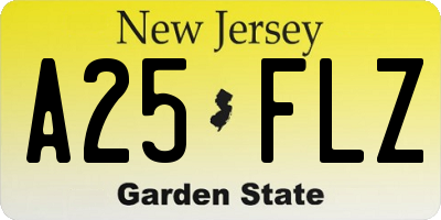 NJ license plate A25FLZ