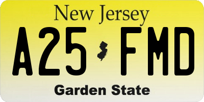 NJ license plate A25FMD