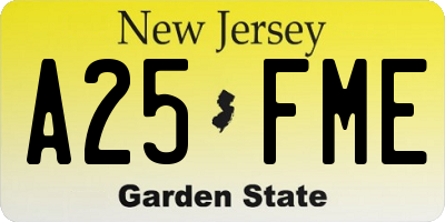 NJ license plate A25FME