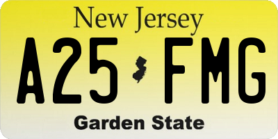 NJ license plate A25FMG