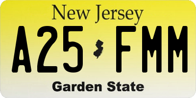 NJ license plate A25FMM