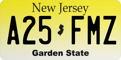 NJ license plate A25FMZ