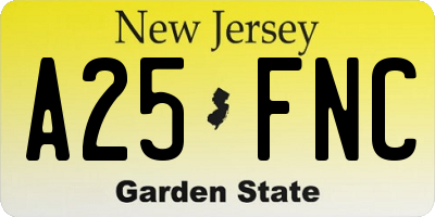 NJ license plate A25FNC