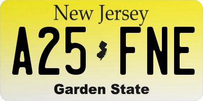 NJ license plate A25FNE