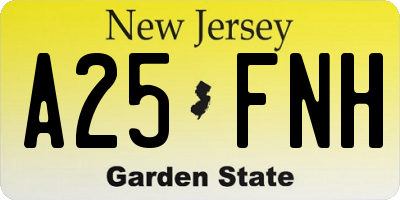 NJ license plate A25FNH