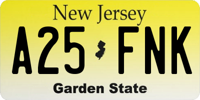 NJ license plate A25FNK