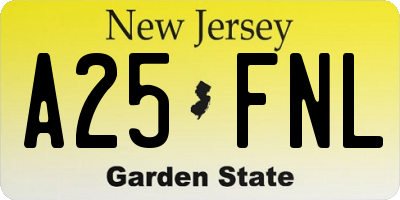 NJ license plate A25FNL