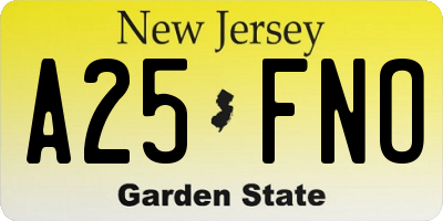 NJ license plate A25FNO