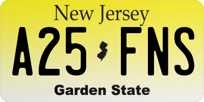 NJ license plate A25FNS