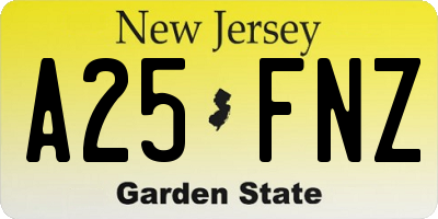 NJ license plate A25FNZ