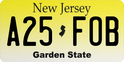 NJ license plate A25FOB