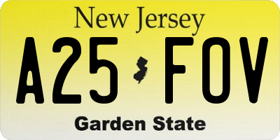 NJ license plate A25FOV