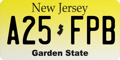 NJ license plate A25FPB