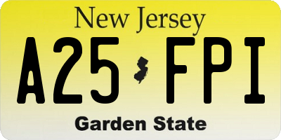 NJ license plate A25FPI