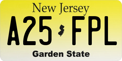 NJ license plate A25FPL
