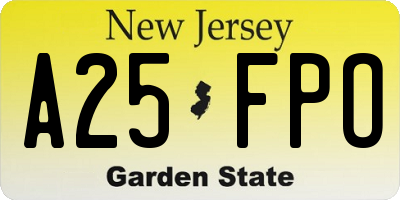 NJ license plate A25FPO