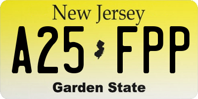 NJ license plate A25FPP