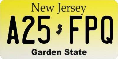 NJ license plate A25FPQ